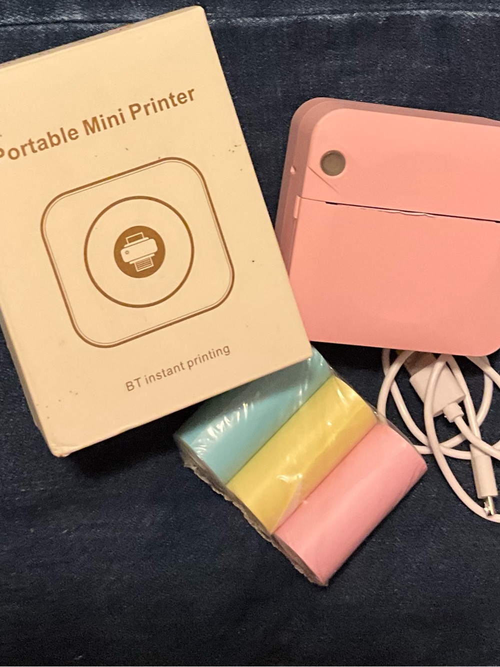 Portable Mini Photo Printer - Pink with Pastel Paper